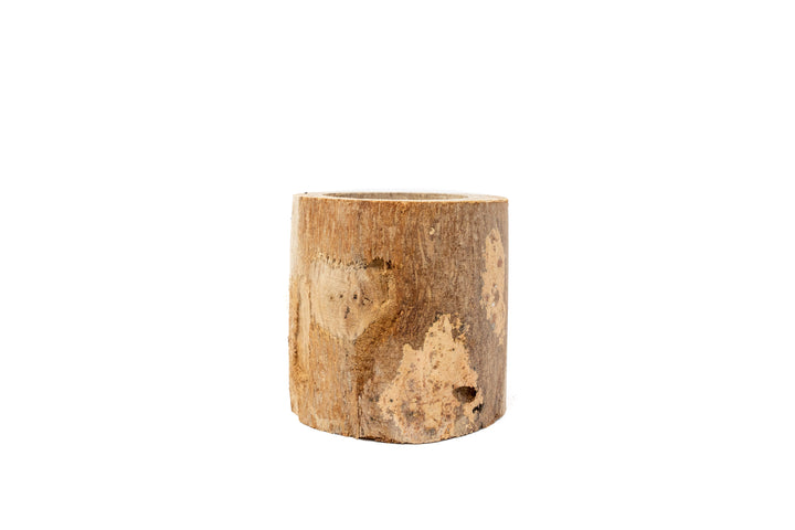 small driftwood container with uneven color grain