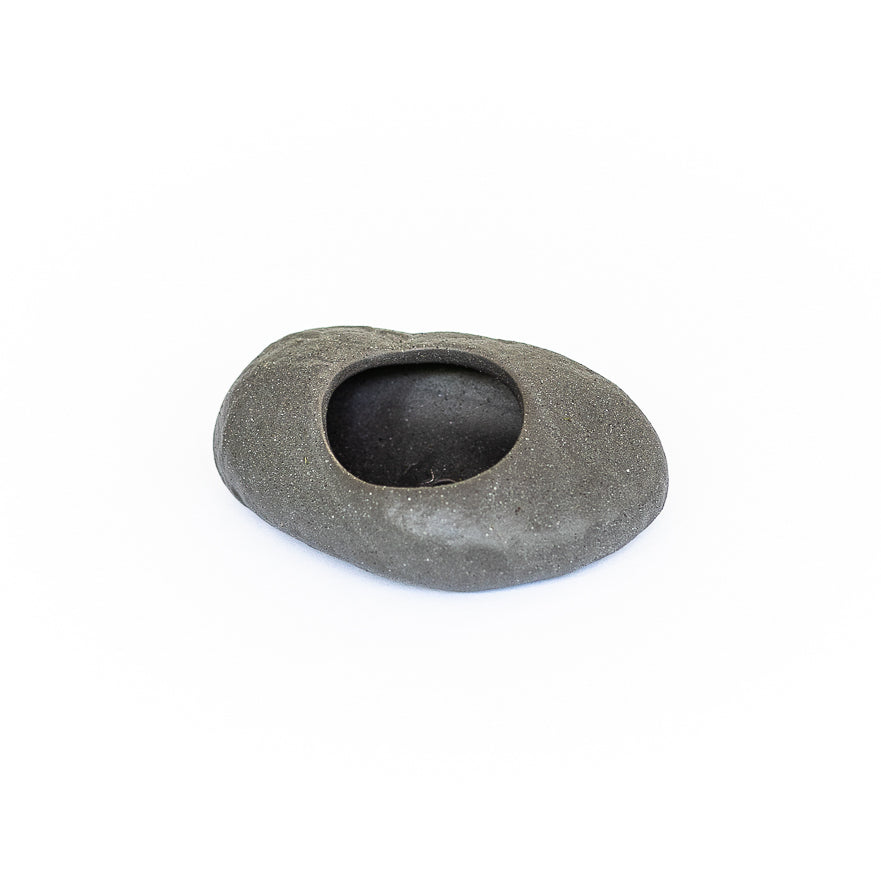 gray ceramic stone plant holder