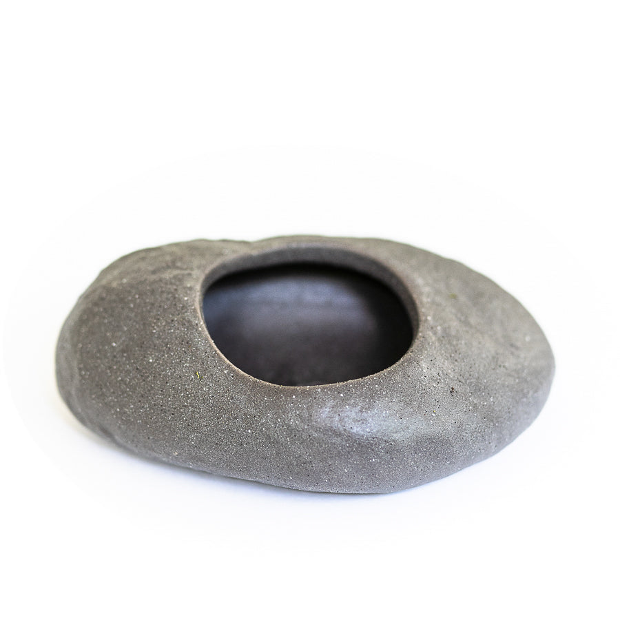 grey ceramic stone plant holder