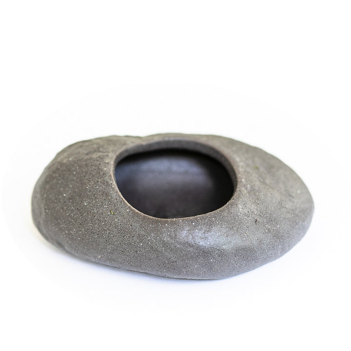 grey ceramic stone plant holder
