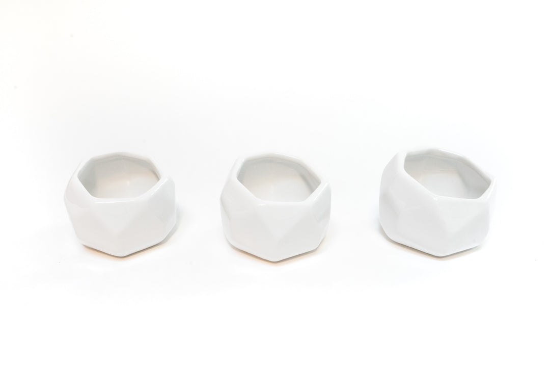 Wholesale - White Geometric Ceramic Container