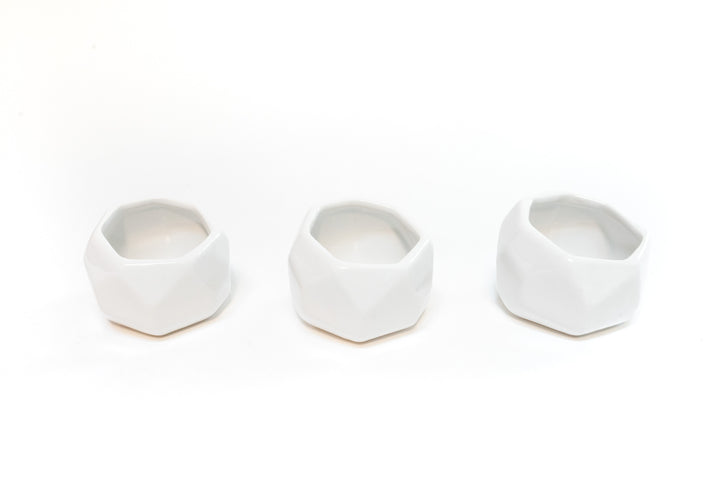 Wholesale - White Geometric Ceramic Container